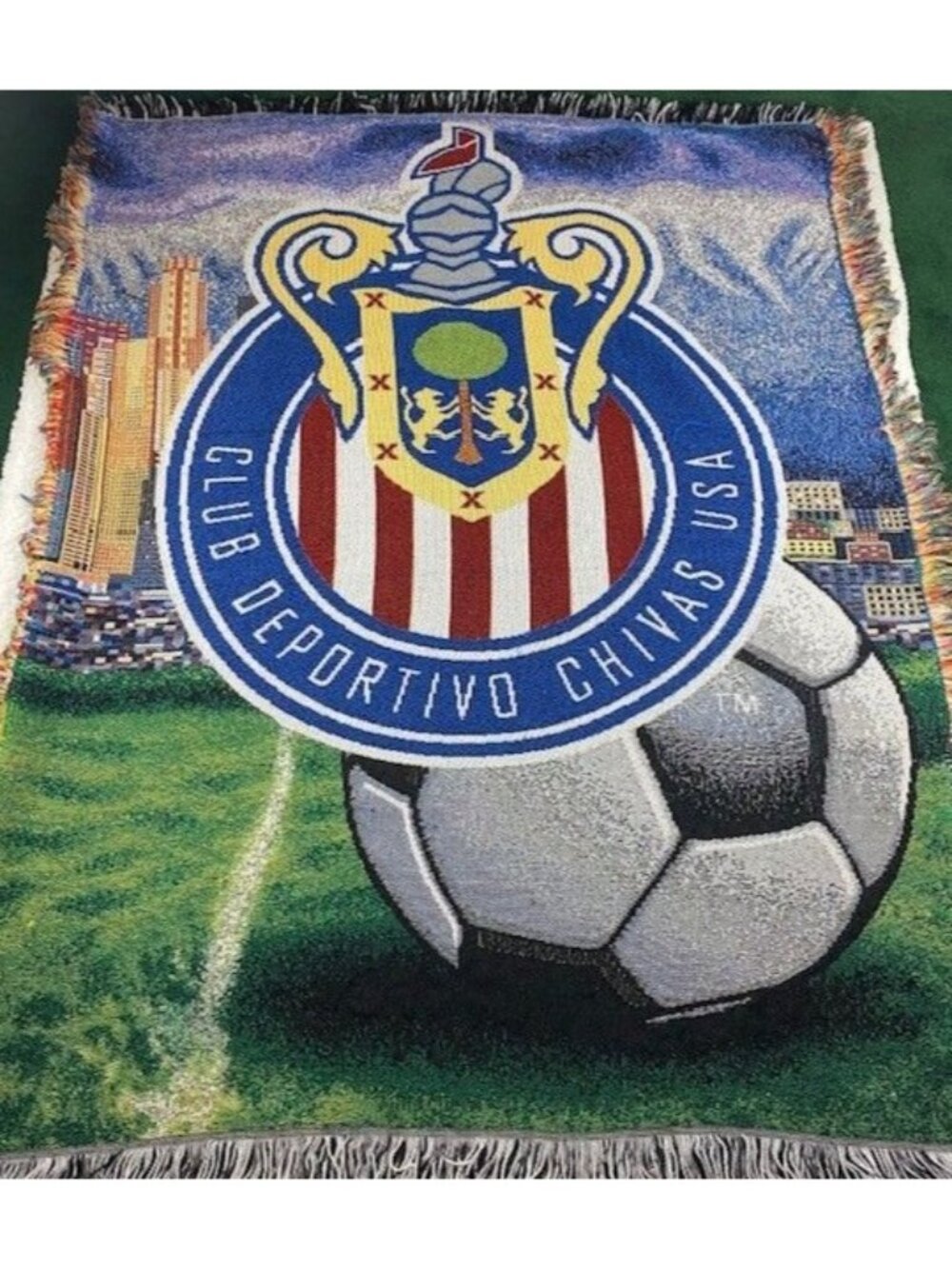 Club Deportivo Chivas USA Woven Blanket 60"x47" Los Angeles Picnic Blanket Rare